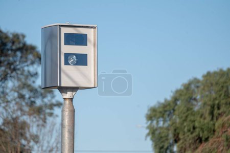 Photo for The speed radar on the pole on the background of the blue sky - Royalty Free Image
