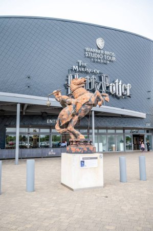 Photo for Leavesden, UK - August 23, 2022: Outside the main entrance to the Making of Harry Potter tour at Warner Bros studio. - Royalty Free Image