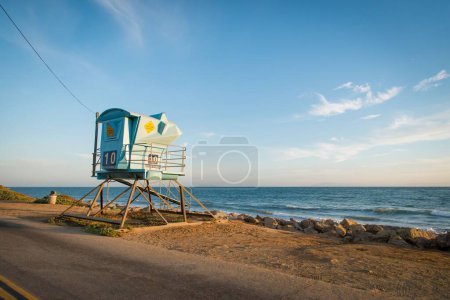 Photo for A lifeguard tower at a beach in Ventura, California - Royalty Free Image