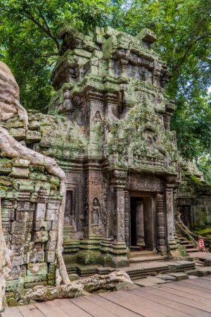 Photo for A vertical shot of the ancient tower of Bayon Temple. Angkor Wat, Cambodia. - Royalty Free Image