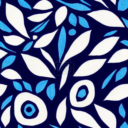 Téléchargez les photos : Un motif floral bleu et blanc généré par l'IA. - en image libre de droit