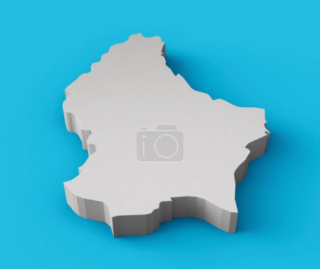 Foto de Representación en 3D del mapa blanco de Luxemburgo aislado sobre un fondo azul - Imagen libre de derechos