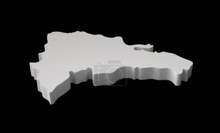 Foto de Una representación en 3D del mapa blanco de República Dominicana aislado sobre un fondo oscuro - Imagen libre de derechos
