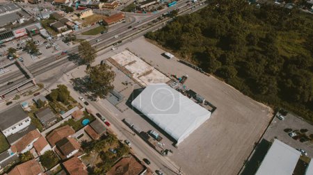 Photo for An aerial view of a padel court in a park in Rio de Janeiro, Brazil - Royalty Free Image