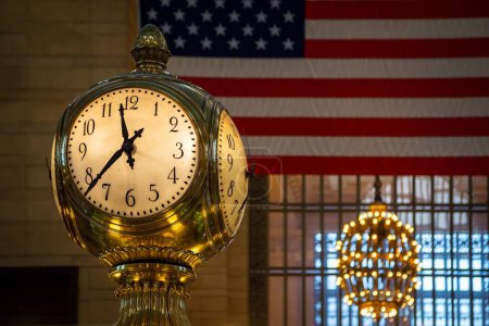 Photo for Clock faces over the main concourse of Grand Central Terminal in New York City. - Royalty Free Image