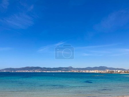 Photo for An aerial view of lake surrounded by buildings in Mallorca - Royalty Free Image