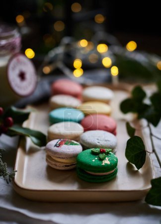 Photo for A vertical shot of Chirstmas themed macarons - Holidays concept - Royalty Free Image