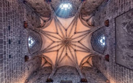 Photo for A low angle shot of the architectural detail of a ceiling in the castle - Royalty Free Image