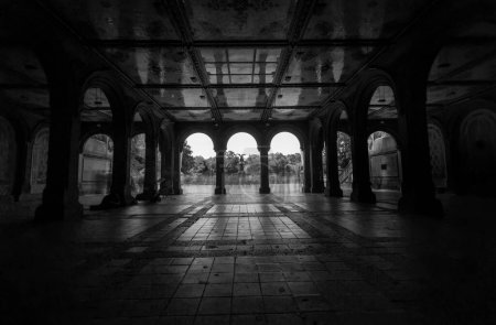 Photo for A beautiful grayscale view of a lower passage of Bethesda Terrace and Fountain - Royalty Free Image