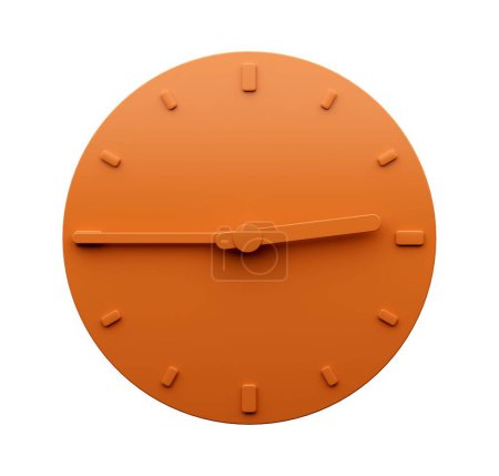 Téléchargez les photos : Un rendu 3D d'une horloge murale orange minimaliste isolée sur fond blanc - en image libre de droit