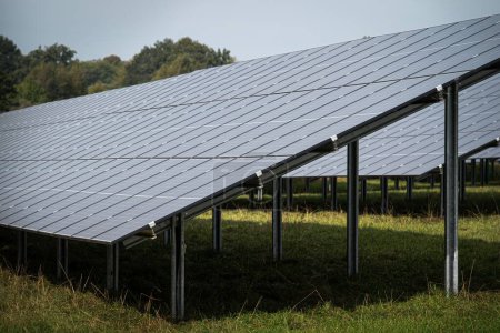 Téléchargez les photos : Les panneaux solaires de la grande centrale photovoltaïque du champ vert - en image libre de droit