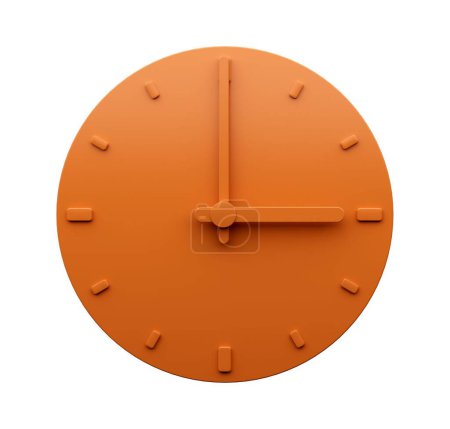 Foto de Un reloj naranja mínimo 03: 00 Tres abstracto Reloj de pared minimalista 15: 00, 3d Ilustración - Imagen libre de derechos