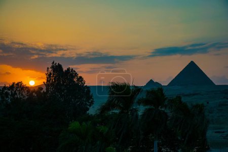 Photo for A view of the illuminated Pyramids of Giza in Egypt - Royalty Free Image