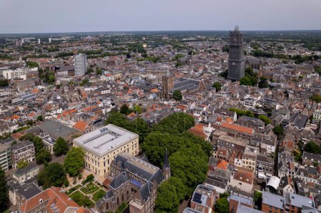 Photo for Aerial top down view of city centre and financial district of Utrecht, The Netherlands - Royalty Free Image
