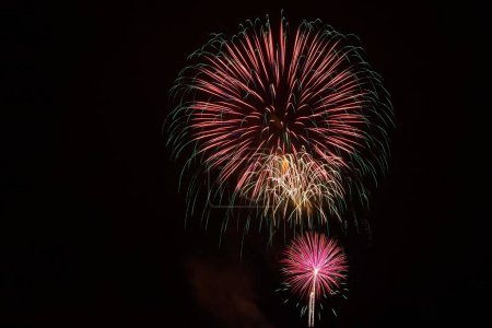 Photo for The Skyrockets exploding in the night sky on the Fourth of July. - Royalty Free Image