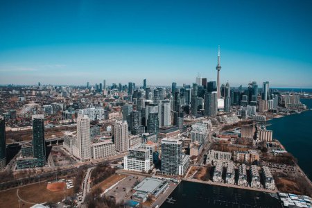 Photo for An aerial view of Toronto skyline in Ontario, Canada captured in winter - Royalty Free Image