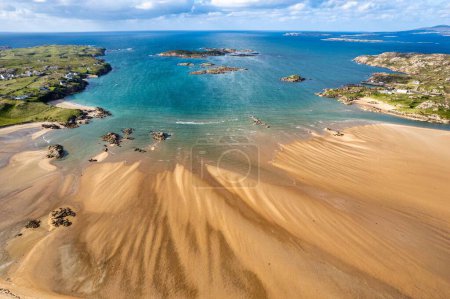Photo for An aerial shot of the Atlantic ocean meeting the sandy shores of the County Donegal in Ireland on - Royalty Free Image