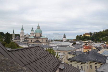 Photo for The Salzburg cityscape with the historic Cathedral on a cloudy day - Royalty Free Image