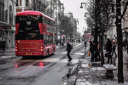 Photo for A snowy street in London, UK - Royalty Free Image