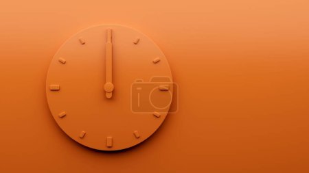 Téléchargez les photos : Horloge Minimale Orange 12 heures abstraite Horloge murale Minimaliste, Illustration 3d - en image libre de droit