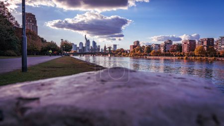 Photo for A beautiful view of skyscrapers and the Maine river in Frankfurt, Germany - Royalty Free Image