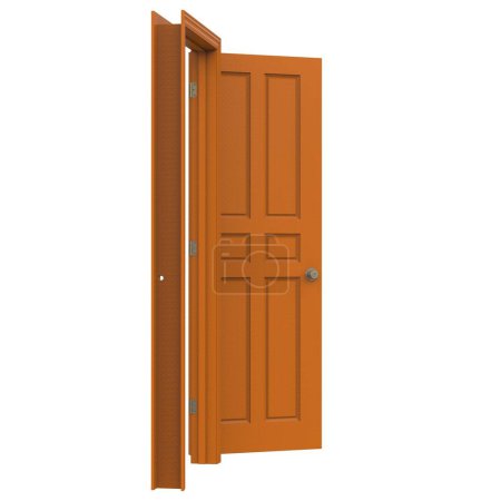 Téléchargez les photos : Ouvert isolé orange porte intérieure fermé 3d illustration rendu - en image libre de droit