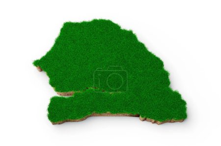 Photo for A Senegal Map soil land geology cross section with green grass and ground texture, 3d illustration - Royalty Free Image