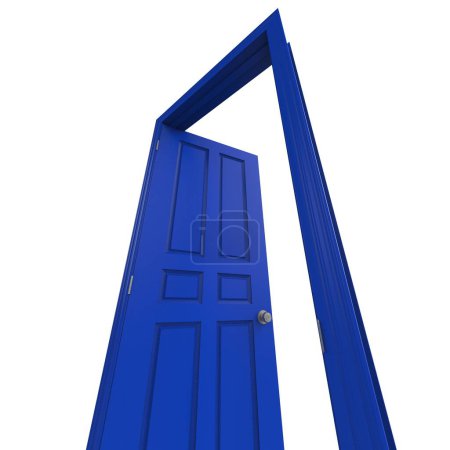 Foto de Azul abierto aislado interior puerta cerrada 3d ilustración representación - Imagen libre de derechos