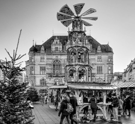 Photo for The beautiful Christmas market on the market square in Halle an der Saale, Saxony-Anhalt, Germany - Royalty Free Image