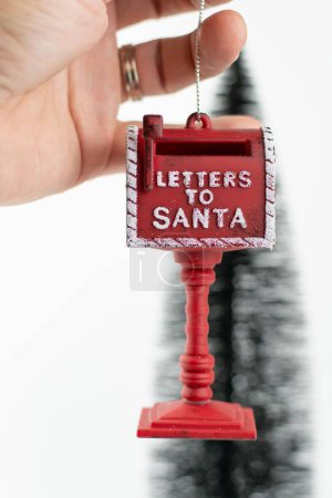Photo for A vertical shot of a Christmas decoration post box for Santa letters - Royalty Free Image