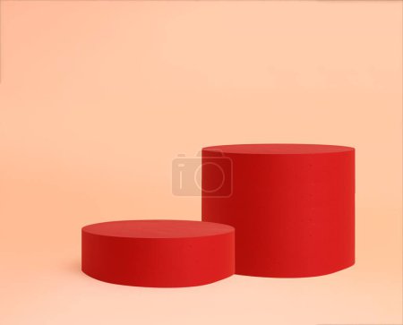 Photo for A closeup shot of two cylindric podiums of different sizes for a product presentation - Royalty Free Image