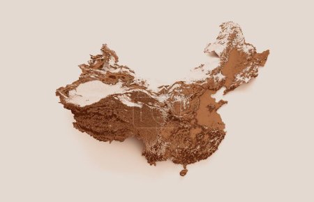 Téléchargez les photos : Une illustration 3D de la carte de la Chine dans un style ancien et rétro - en image libre de droit