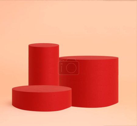 Photo for A closeup shot of three cylindric podiums of different sizes for a product presentation - Royalty Free Image
