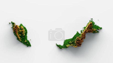 Photo for A 3d illustration of Malaysia Map Shaded relief Color Height map on white Background - Royalty Free Image