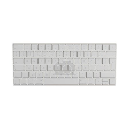 Foto de Ilustración 3D de un teclado blanco aislado sobre un fondo blanco - Imagen libre de derechos