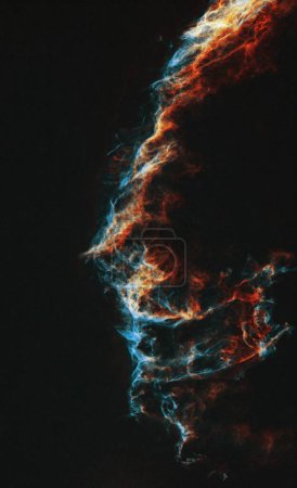 Foto de Ilustración abstracta vertical de la mezcla de elementos de humo rojo y azul para fondo o papel pintado - Imagen libre de derechos