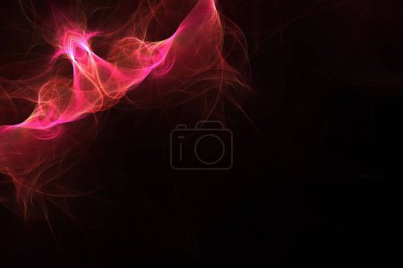 Foto de Un fondo negro con luces rosadas brillantes que fluyen y espacio para copiar - Imagen libre de derechos