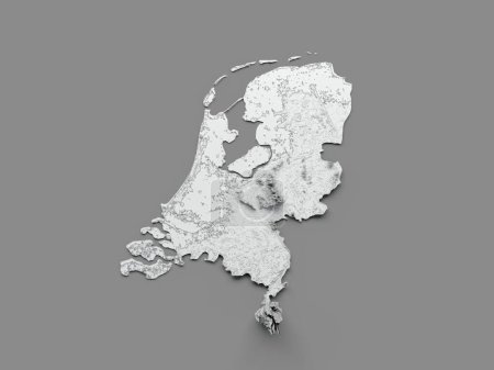 Foto de Un mapa de Holanda Bandera relieve sombreado Color Altura mapa sobre fondo blanco, ilustración 3d - Imagen libre de derechos