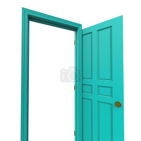 Foto de Luz azul abierto aislado interior puerta cerrada 3d ilustración representación - Imagen libre de derechos