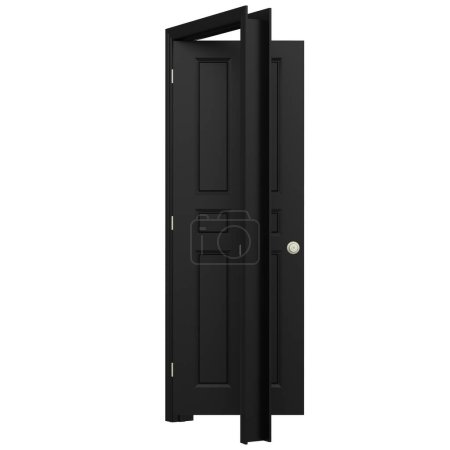 Foto de Abierto negro aislado interior puerta cerrada 3d ilustración representación - Imagen libre de derechos