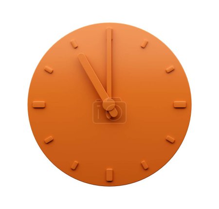 Téléchargez les photos : Horloge Minimale Orange Onze 11 heures abstraite Horloge murale Minimaliste, Illustration 3D - en image libre de droit