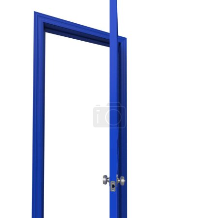 Téléchargez les photos : Bleu ouvert isolé porte intérieure fermée 3d illustration rendu - en image libre de droit