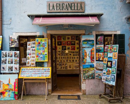 Photo for An old la buranella postcard shop in Burano, Italy selling postcards - Royalty Free Image