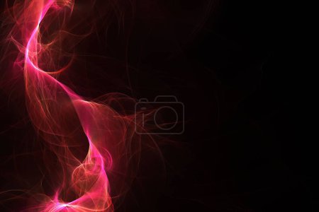 Téléchargez les photos : Un fond noir avec des lumières roses lumineuses fluides et de l'espace de copie - en image libre de droit