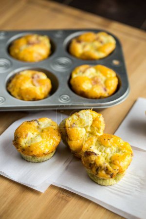 Photo for A High angle closeup of egg muffins - Royalty Free Image
