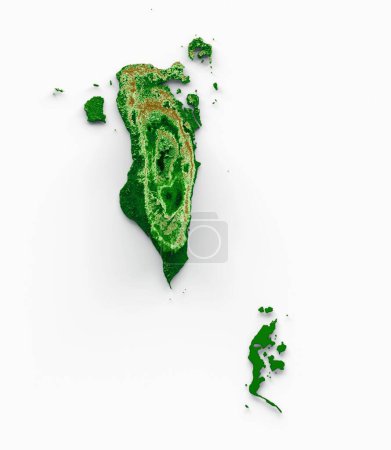 Téléchargez les photos : Une illustration 3D de la carte topographique réaliste de Bahreïn isolée sur le fond blanc - en image libre de droit