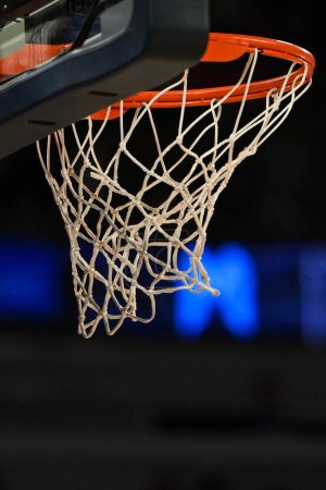 Photo for A close-up vertical view of a basketball ring of an indoor stadium - Royalty Free Image