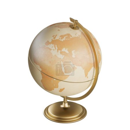 Téléchargez les photos : Un modèle de globe brun 3d isolé sur un fond blanc. - en image libre de droit