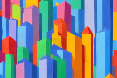 Photo for A beautiful illustration of colorful abstract blocks resembling city towers - Royalty Free Image