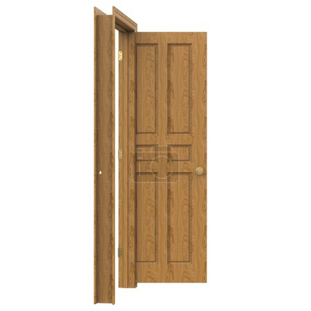 Photo for Wooden open isolated interior door wood closed 3d illustration rendering - Royalty Free Image